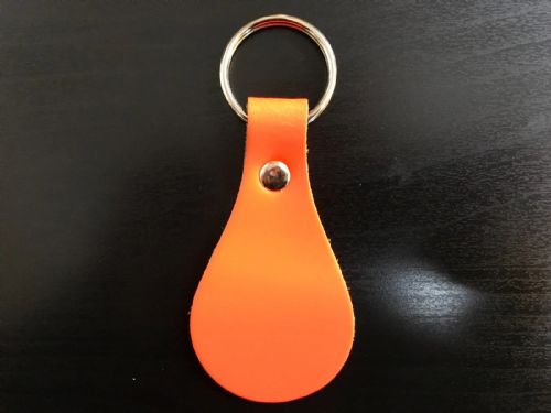 Leather Key Fob / Key Ring - Pear - Various Colours - Qty Options (Fluorescent Orange, 5)